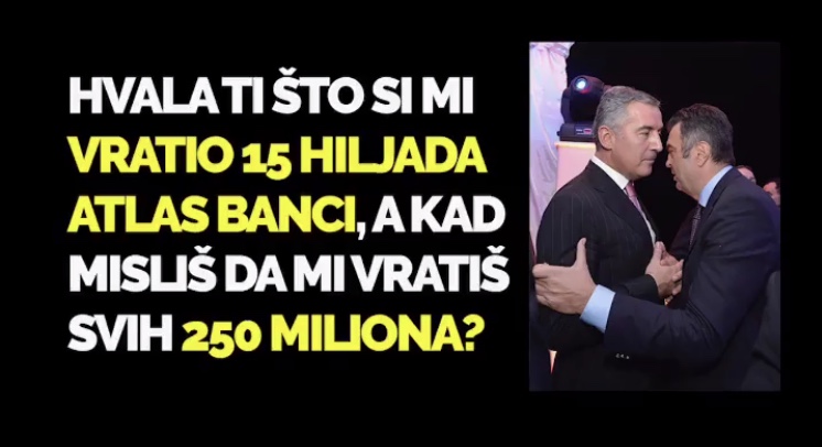 Knežević pita Đukanovića: Kad ćeš da mi vratiš 250 miliona?