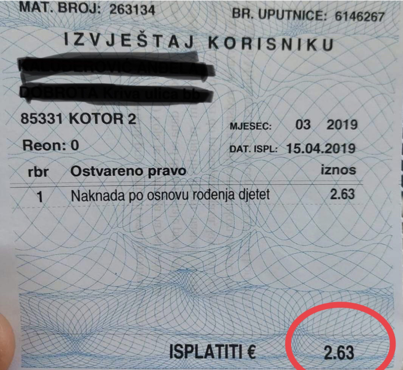 Sramota države: Na ime naknade za rođenje djeteta majki isplatili 2,63 evra!