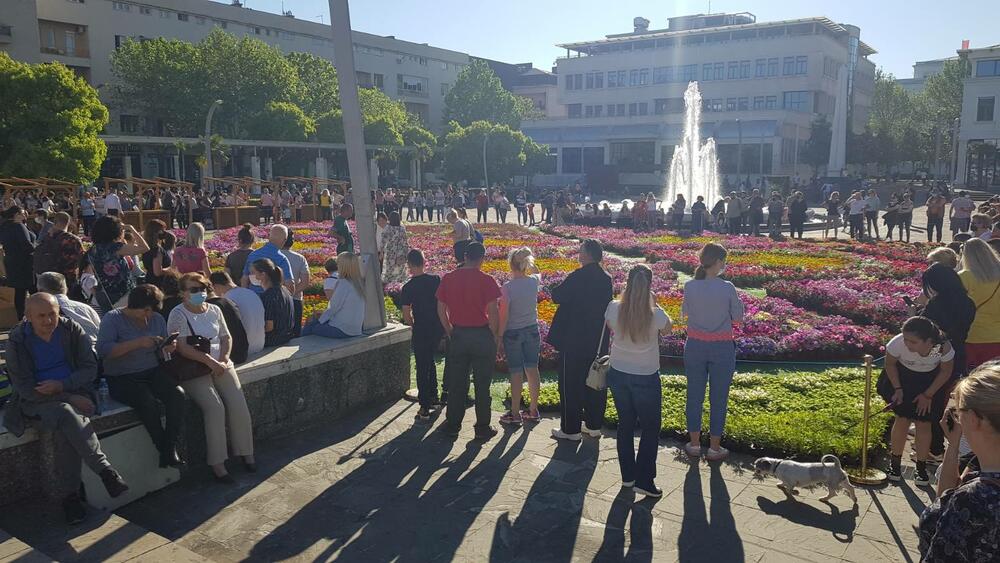 Poklon saksije na trgu u Podgorici izazvale grabež i masovno kršenje mjera