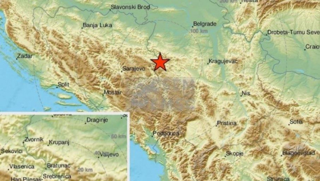 Zemljotres jačine 3.3 stepena kod Bajine Bašte
