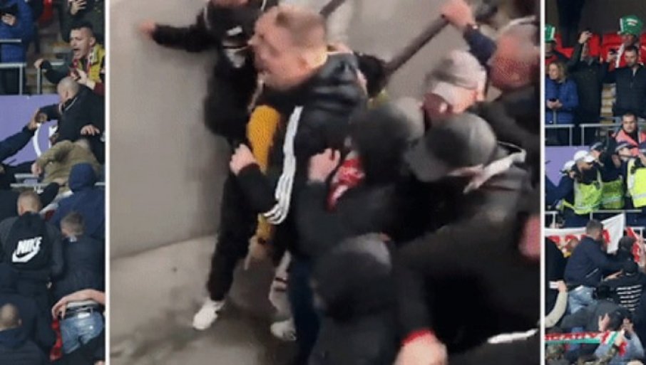 Šok na Vembliju: Mađarski navijači izbacili redare i policajce sa tribina!(VIDEO)