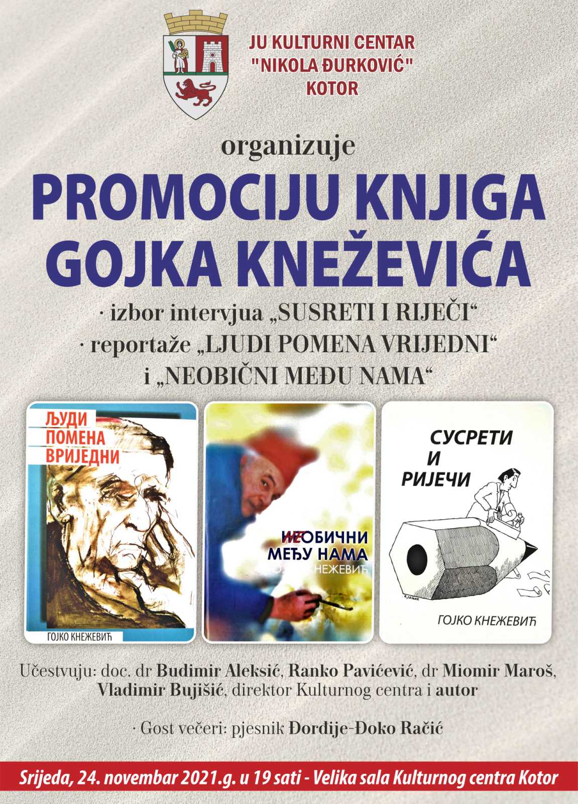 U Kulturnom centru u Kotoru promocija knjiga Gojka Kneževića