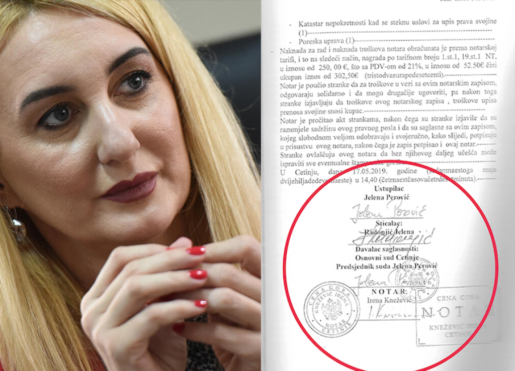Perović prekršila zakon o sprječavanju korupcije, sama sa sobom potpisala ugovor