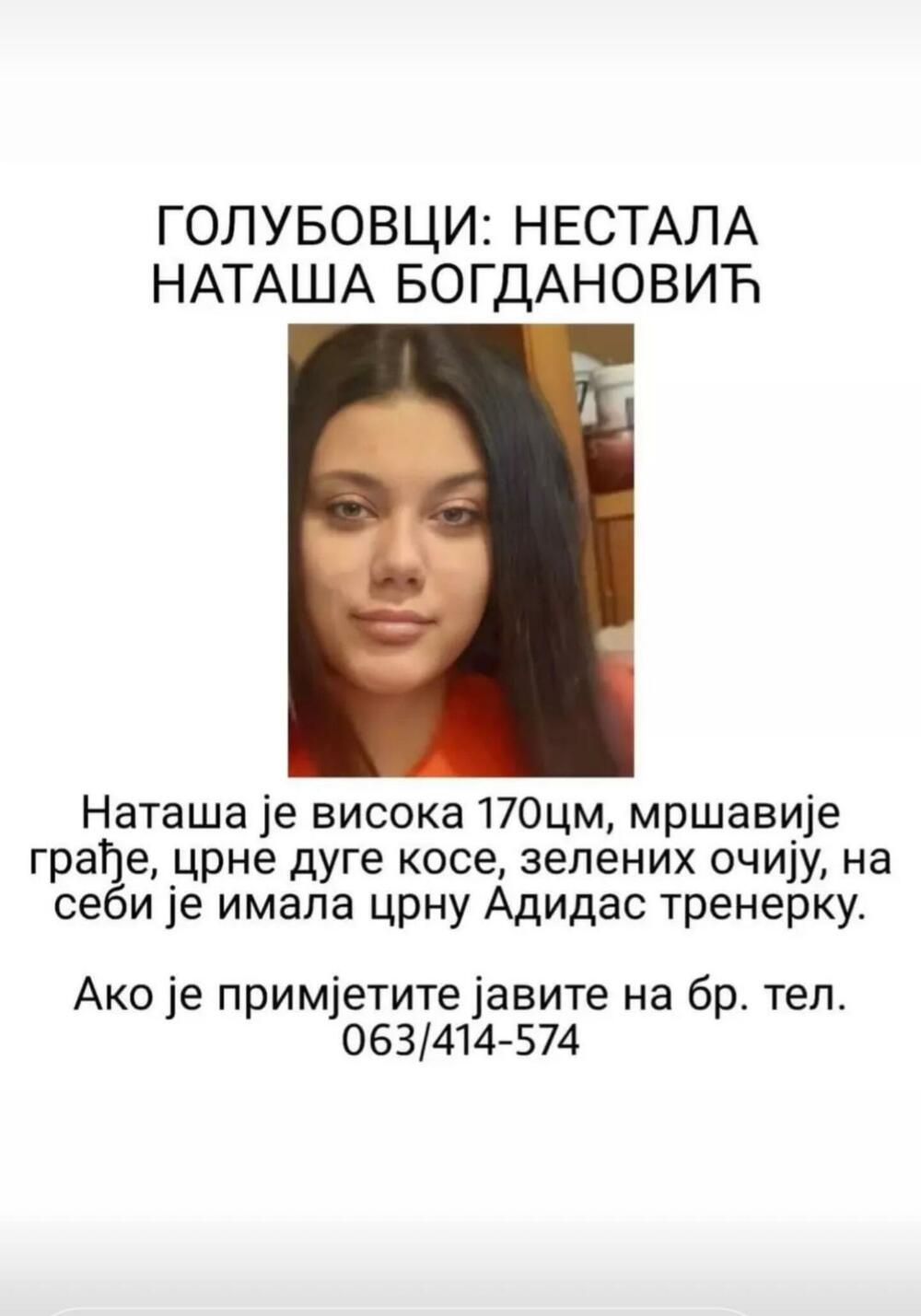 U Golubovcima: Nestala  šesnaestogodišnja Nataša Bogdanović!