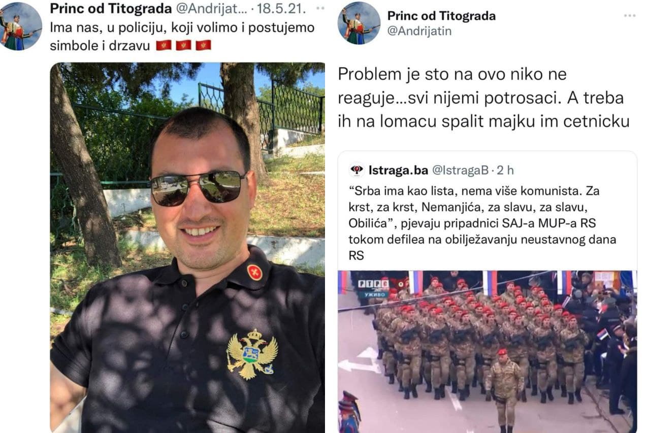 Inspektori Centra bezbjednosti Podgorica saslušali Andriju Pejovića zbog prijetnji paljenjem na lomači