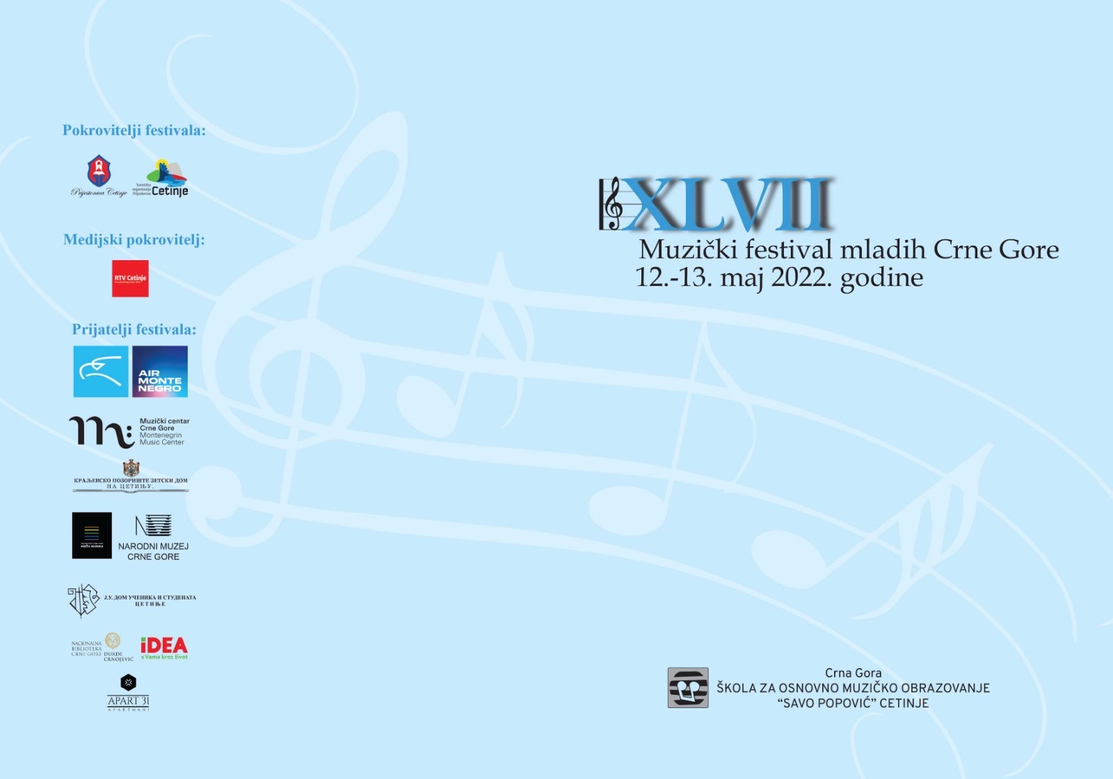 Na Cetinju će se održati 47. muzički festival mladih Crne Gore