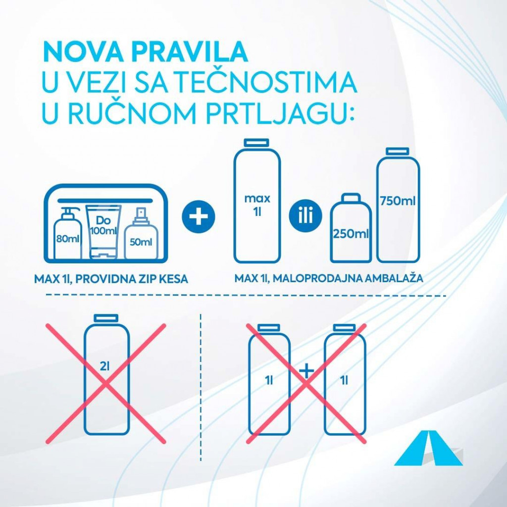 Aerodromi Crne Gore: Nova pravila u vezi sa tečnostima u ručnom prtljagu