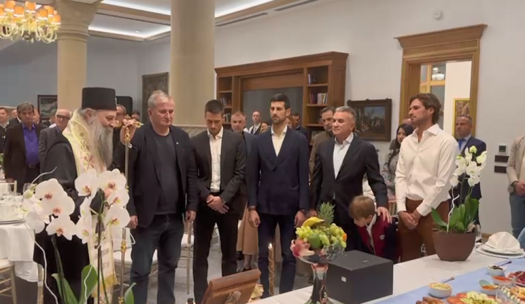 Patrijarh Porfirije na slavskoj večeri kod Novaka Đokovića! (VIDEO)