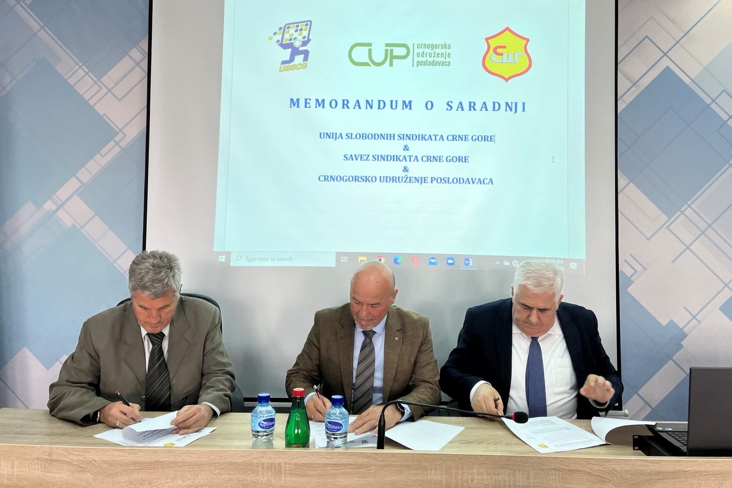 Potpisan Sporazum između Crnogorskog udruženja poslodavaca, Unije slobodnih sindikata i Saveza sindikata Crne Gore
