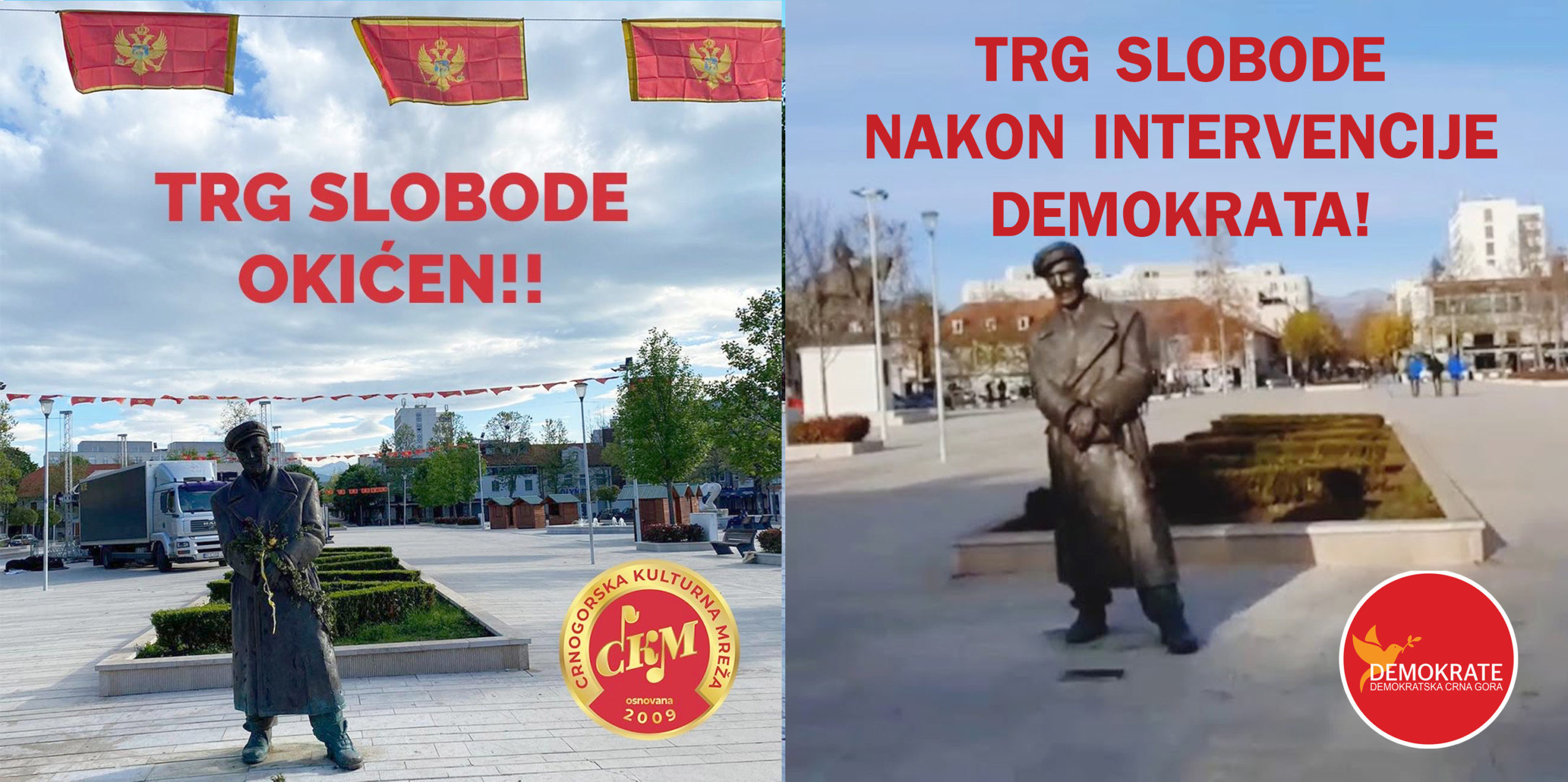 Zašto Demokratama smetaju zastave Crne Gore na trgu Slobode u Nikšiću?