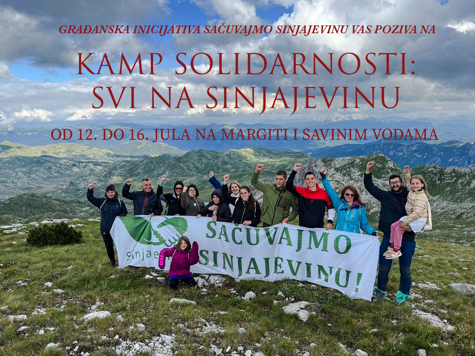 Kamp “Svi na Sinjajevinu” od 12. do 16. jula na Margiti
