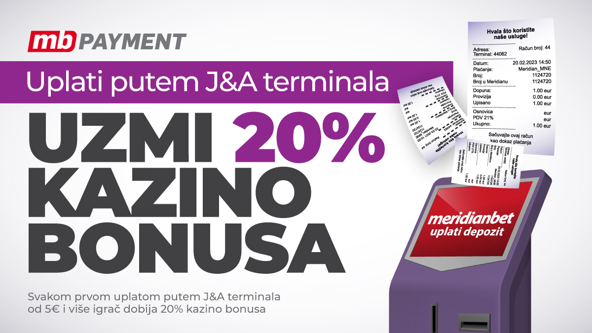 Mania kazino bonusa samo uz najmoderniji J&A terminal!