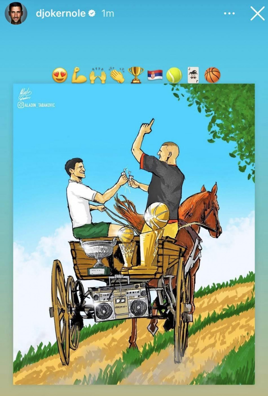 Đoković i Jokić u kočiji nazdravljaju