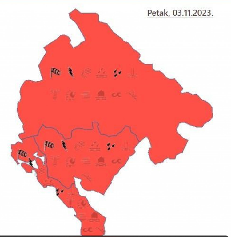 Sjutra na snazi crveni meteoalarm: Orkanski vjetar i kiša