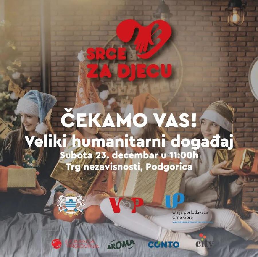 Humanitarna akcija „SRCE ZA DJECU“ na Trgu nezavisnosti u subotu