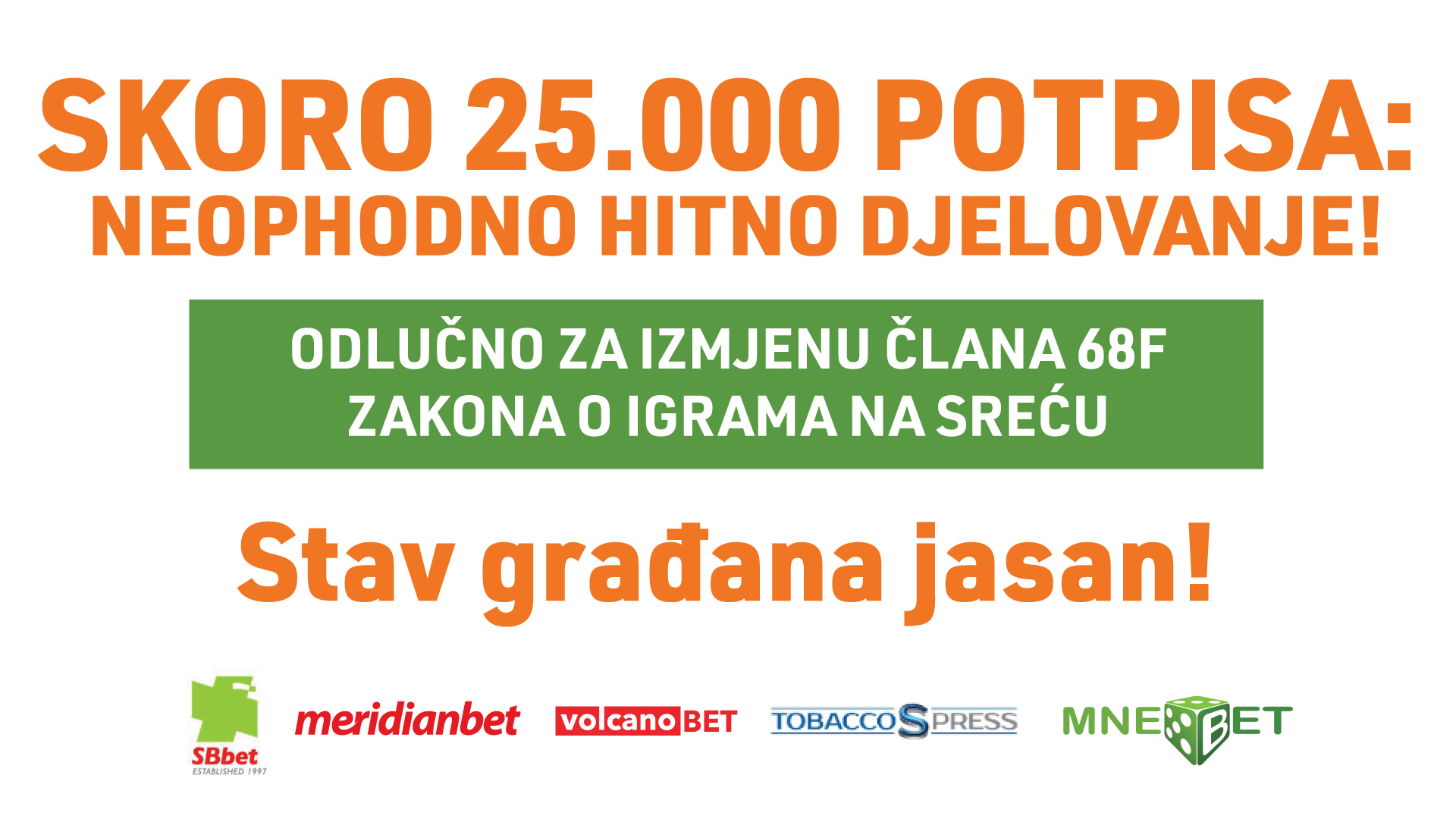 SKORO 25.000 POTPISA: Neophodno hitno djelovanje!