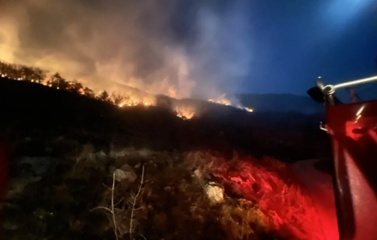 Požar koji je tokom noći izbio u mjestu Markovina zahvatio veću površinu šume i prijeti da ugrozi i kuće koje se nalaze u blizini