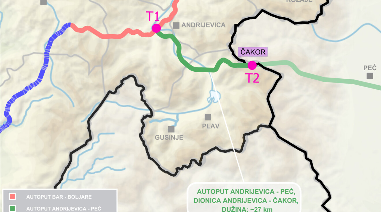 Monteput raspisao tender za izradu idejnog rješenja auto-puta Andrijevica – Peć, dionica Andrijevica – Čakor