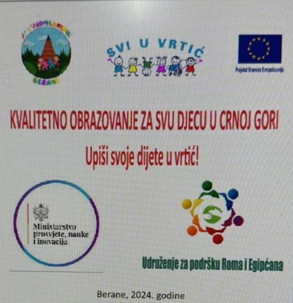 Projekat vrtića „Radmila Nedić“ iz Berana: Značaj obrazovanja djece RE populacije