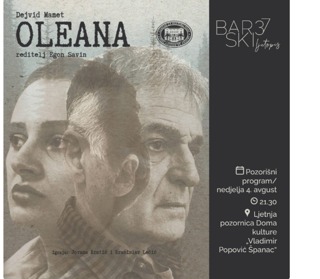 „Oleana“ na Ljetnjoj pozornici u Baru