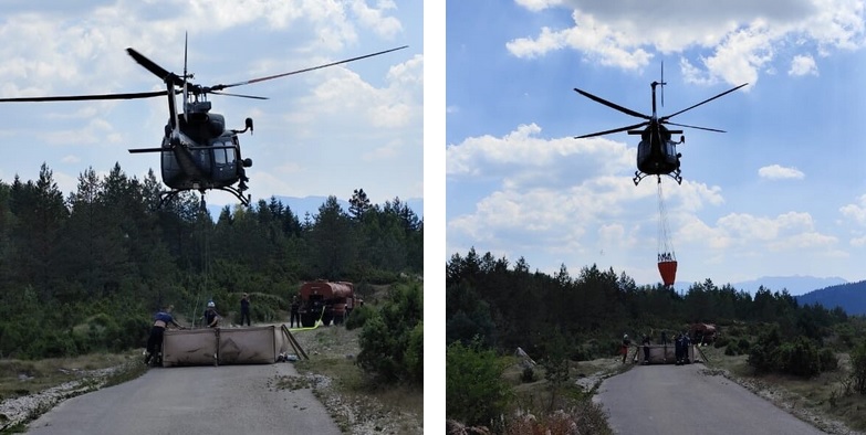 Helikopter Vojske gasi požar u Plužinama (VIDEO)