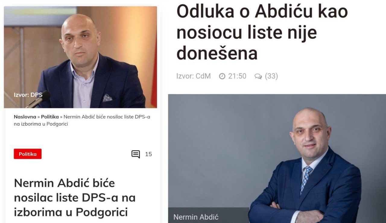 Potvrđeno pisanje BORBE: Sve veće turbulencije unutar DPS Podgorica! Antena M objavila da je dr Abdić nosilac liste, CDM demantovao pozivajući se na vrh partije!