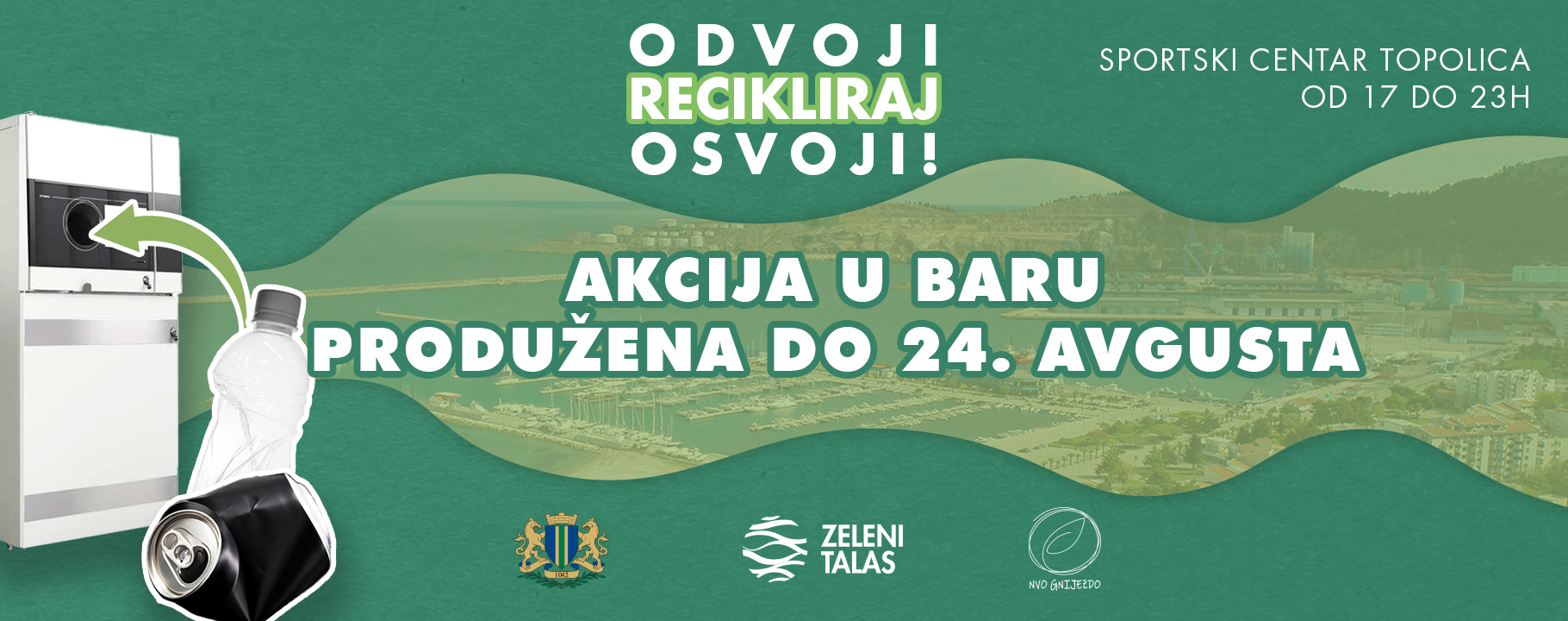 Ekološka akcija „Odvoji, recikliraj, osvoji!“ u Baru produžena do 24. avgusta: Vrijedne nagrade za sve koji brinu o životnoj sredini