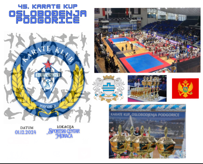 Jubilarni 45. Internacionalni karate turnir “Kup oslobođenja Podgorice”:  Očekuje se preko 1.000 takmičara iz Njemačke, Italije, Mađarske, Turske…