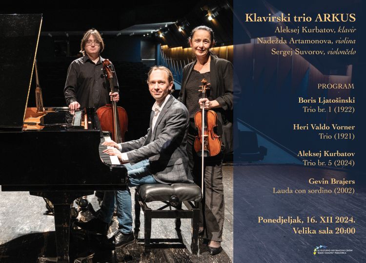 Koncert klavirskog trija ARKUS u ponedjeljak u KIC-u