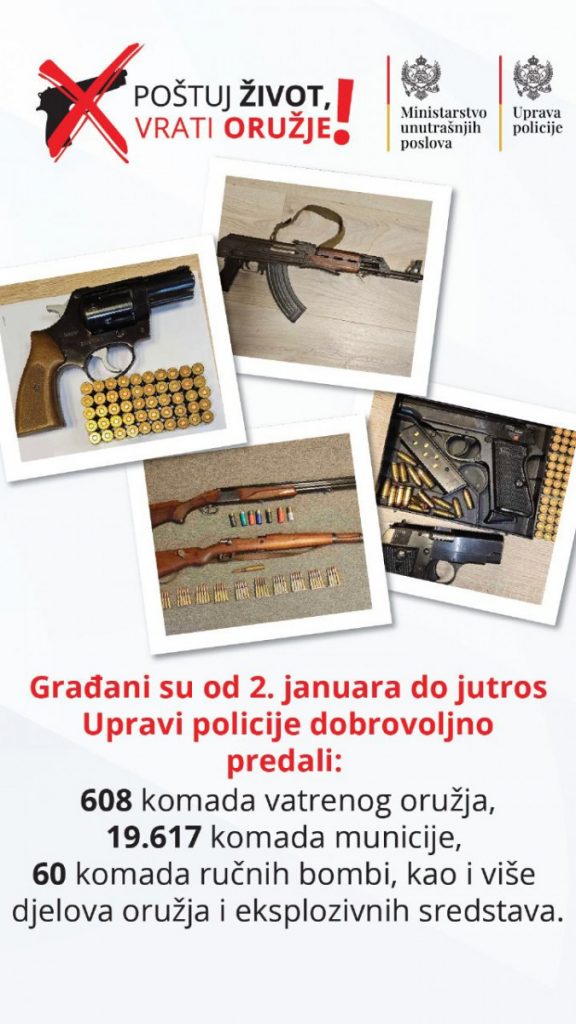 Građani juče predali 47 komada oružja i skoro 1.500 komada municije!