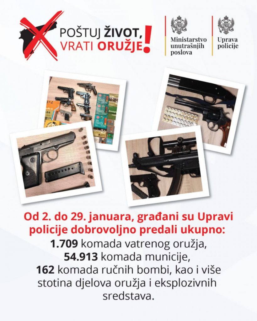 Građani juče vratili 74 komada oružja i 2109 komada municije