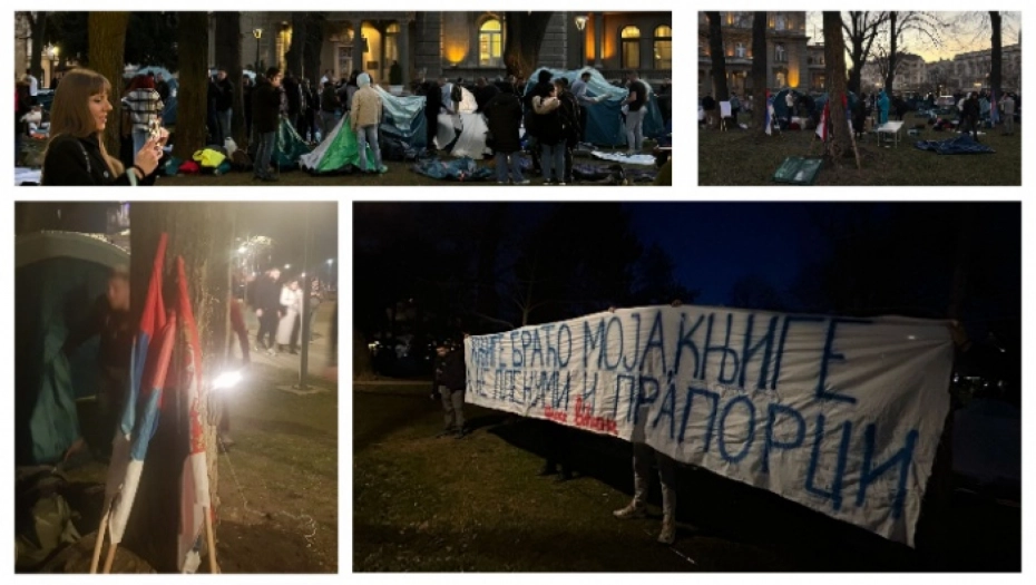 „Knjige braćo moja, knjige, a ne plenumi i praporci“; Grupa studenata kampuje u Pionirskom parku, traže povratak redovnom radu fakulteta – ovo su njihovi zahtjevi