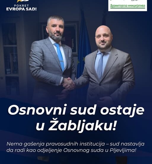 Žugić i Božović: Osnovni sud ostaje na Žabljaku