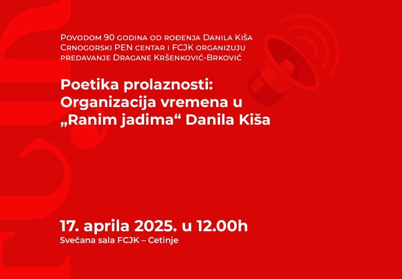 Predavanje Dragane Kršenković Brković – Poetika prolaznosti: Organizacija vremena u “Ranim jadima“ Danila Kiša
