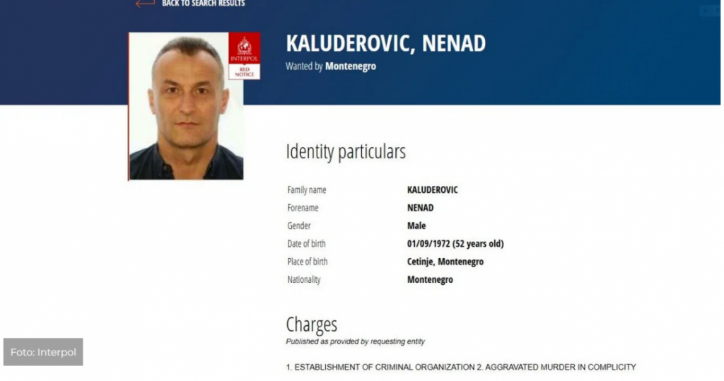 Raspisana crvena potjernica za Nenadom Kaluđerovićem