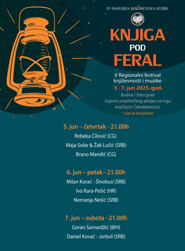 JU Narodna biblioteka Budve po peti put organizuje Regionalni festival književnosti i muzike “Knjiga pod feral“