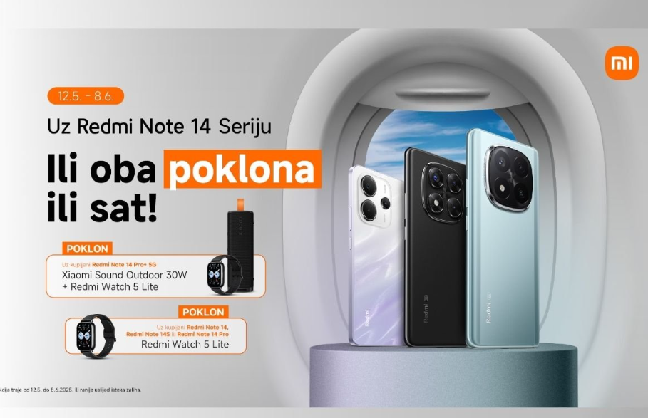 Kupi Redmi Note 14 seriju i besplatno dobij vrijedne poklone