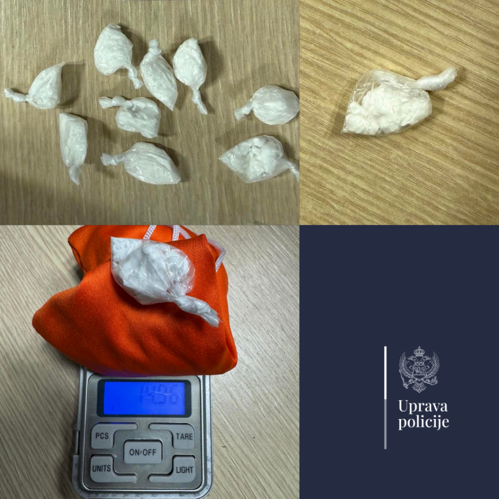 Cetinjanin uhapšen u Podgorici: Prodao kokain za 60 eura, policija kod njega pronašla 2.190 eura