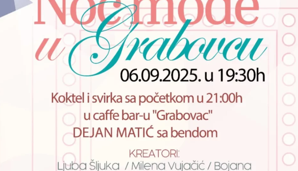 “Noć mode u Grabovcu” 6. septembra