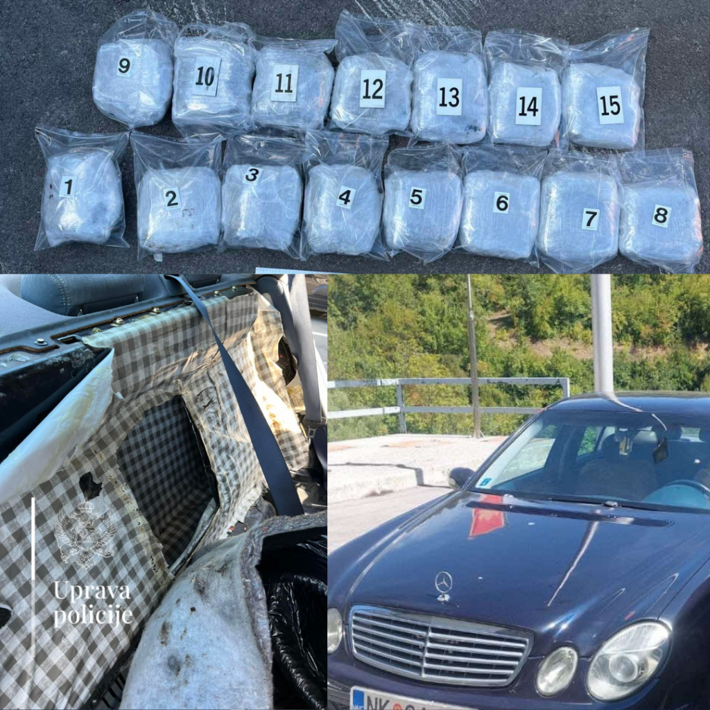 Policija na GP Dračenovac pretresla vozilo nikšićkih tablica: Pronašli 16.5 kilograma marihuane
