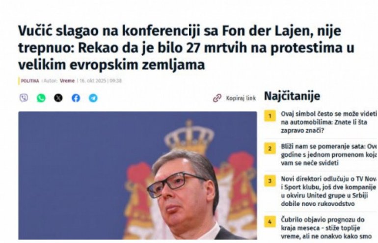 Nova laž Nove S, nazvali Vučića lažovom, a on otkrio istinu o poginulima na protestima u evropskim državama!