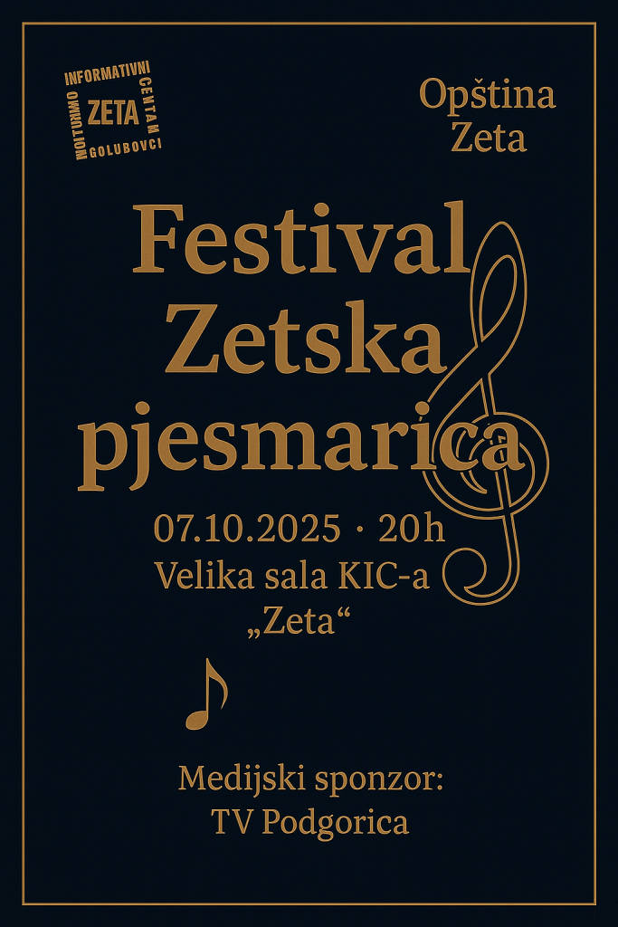 Festival narodne muzike „Zetska pjesmarica“ 7. oktobra