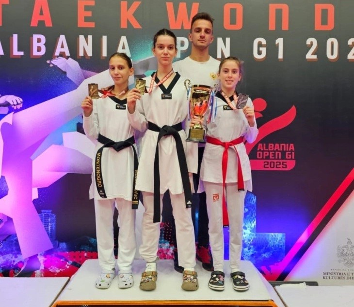 Podgoričke kadetkinje tekvondo kluba S3 briljirale u Tirani – dva zlata i srebro