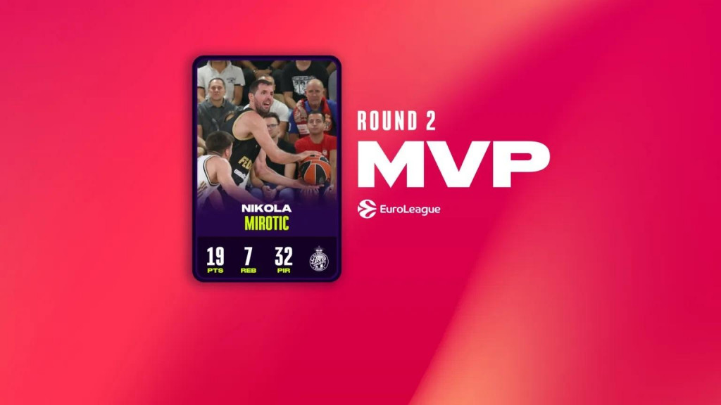 Mirotiću pripala MVP nagrada drugog kola Evrolige