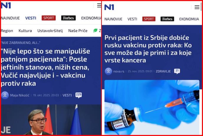 Blokaderska N1 prvo napala Vučića zbog vakcine protiv raka, a sad… objavili da će je pacijent iz Srbije primiti, naravno – nema izvinjenja!