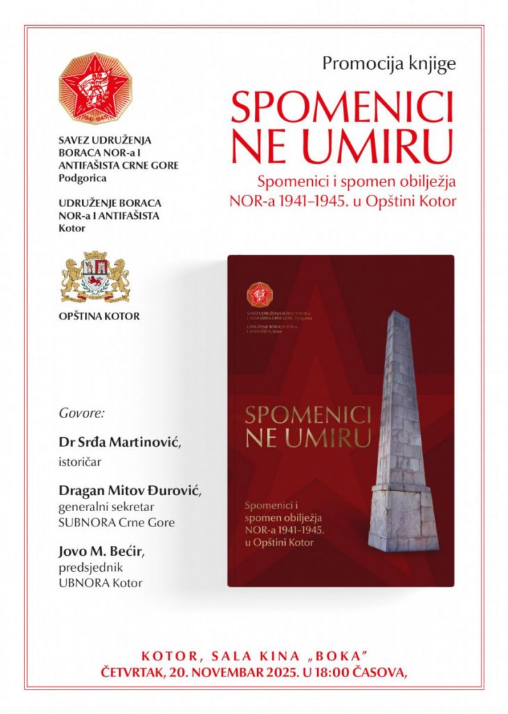 Promocija knjige „Spomenici ne umiru“ u okviru Dana opštine Kotor