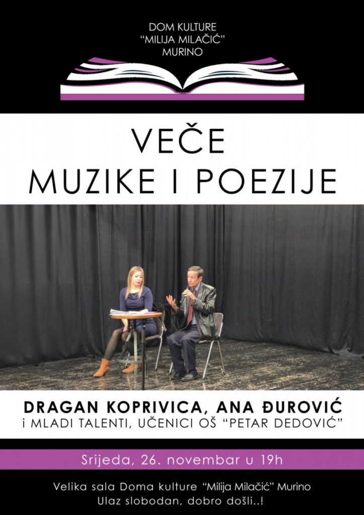 Dragan Koprivica i prijatelji  sjutra veče u Domu kulture „Milija Milačić“ u Murinu