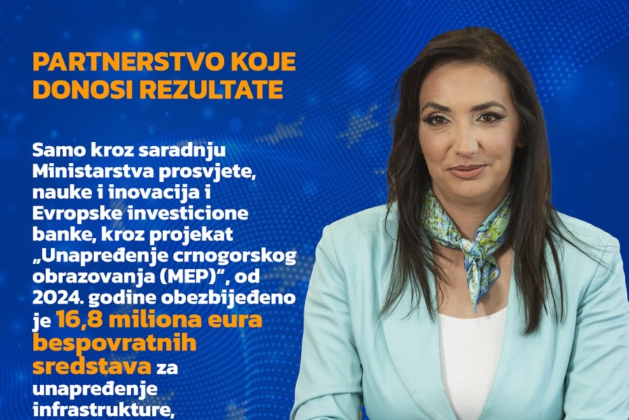 Jakšić Stojanović: U saradnji sa EIB-om obezbijeđeno 16,8 miliona bespovratnih sredstava za obrazovanje