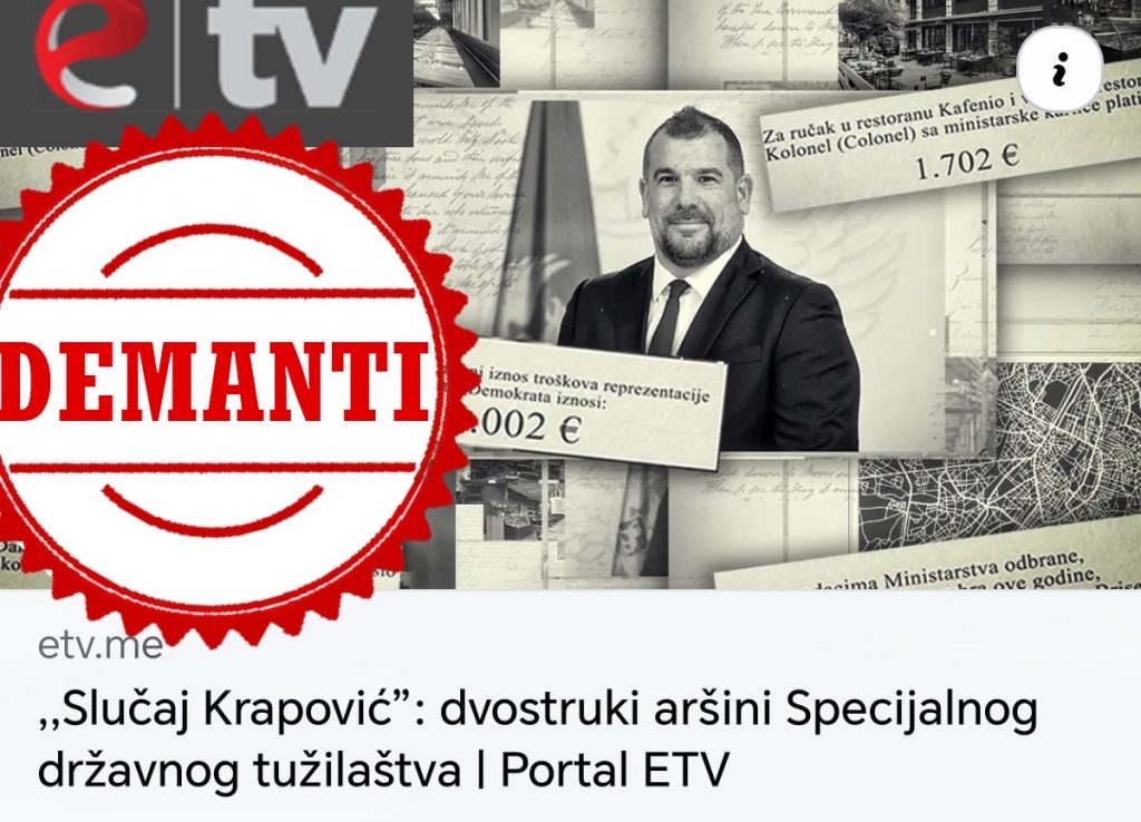 Marković: ETV ponovo širi dezinformacije, Krapović nije koristio službenu karticu u Belgiji. Evo i dokaz!