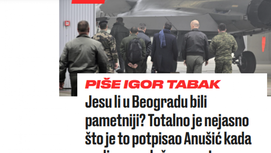 Hrvatski Jutarnji objavio priznanje: Srbija mudrija u pregovorima o „rafalima“ od Zagreba